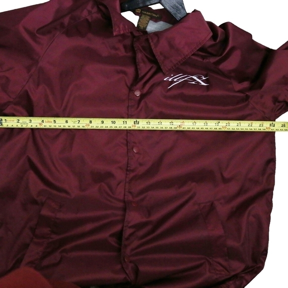 HARRITON Men's Raspberry Burgundy Red Button Down Lightweight Jacket Size Large - Picture 7 of 8
